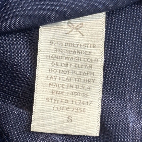 Everly Velvet Blue Velour Short Sleeve Striped Shirt S - Picture 6 of 8